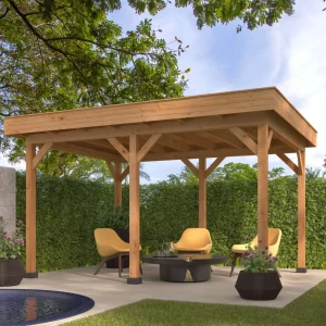 Pavillon Oslo 1 L – aus Douglasie mit Flachdach Pavillon Oslo 1 L – aus Douglasie mit Flachdach