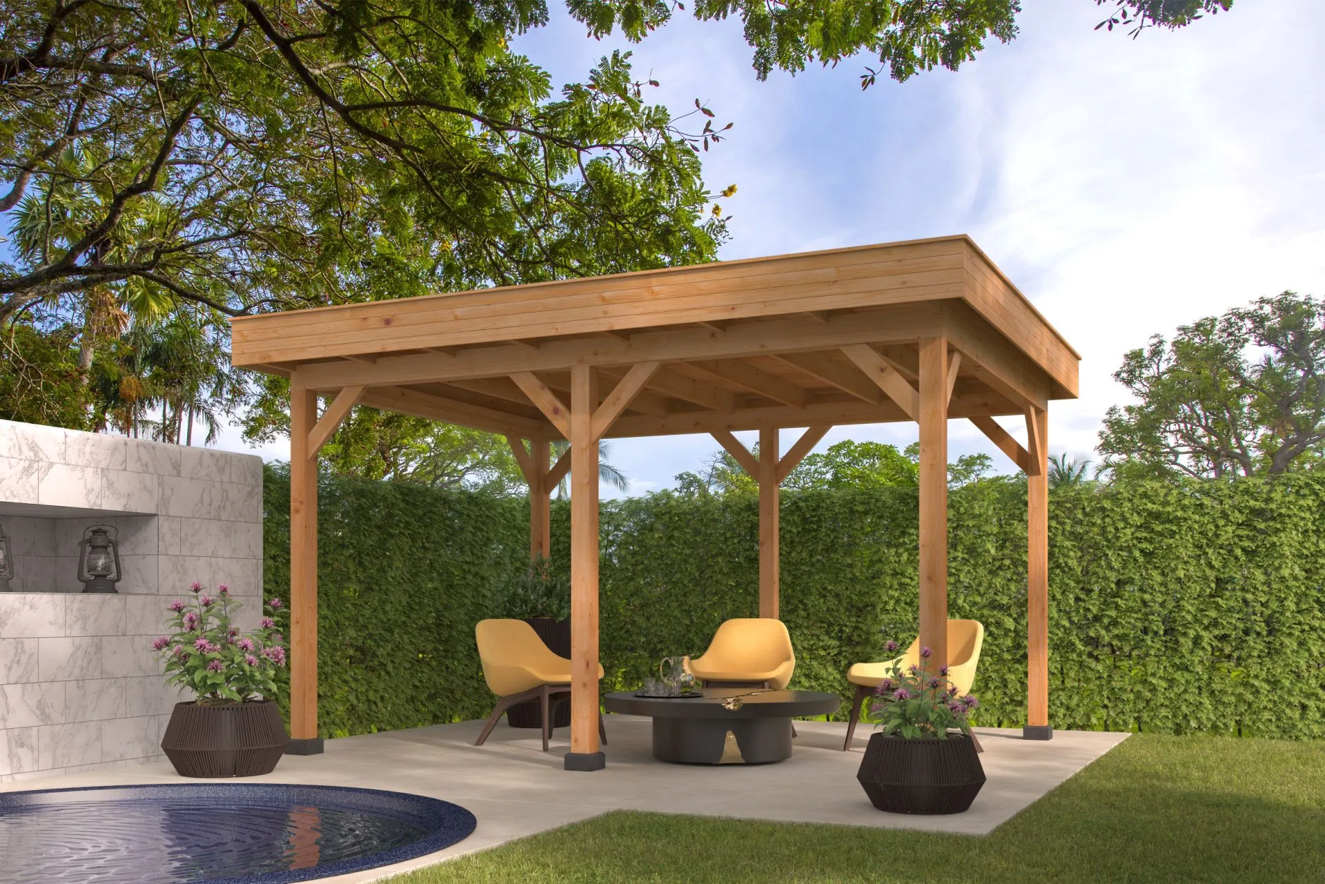 Pavillon Oslo 1 L – aus Douglasie mit Flachdach