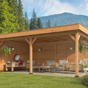Pavillon Oslo 2 XL – aus Douglasie mit Flachdach Pavillon Oslo 2 XL – aus Douglasie mit Flachdach