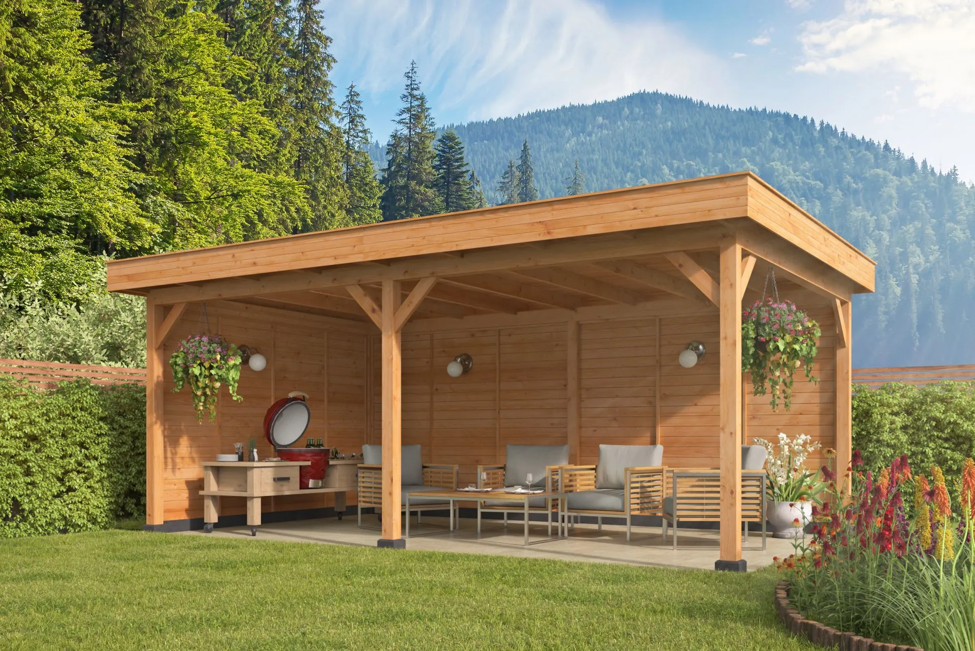 Pavillon Oslo 2 XL – aus Douglasie mit Flachdach