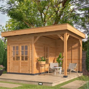 Pavillon Oslo 4 L – aus Douglasie mit Anbau