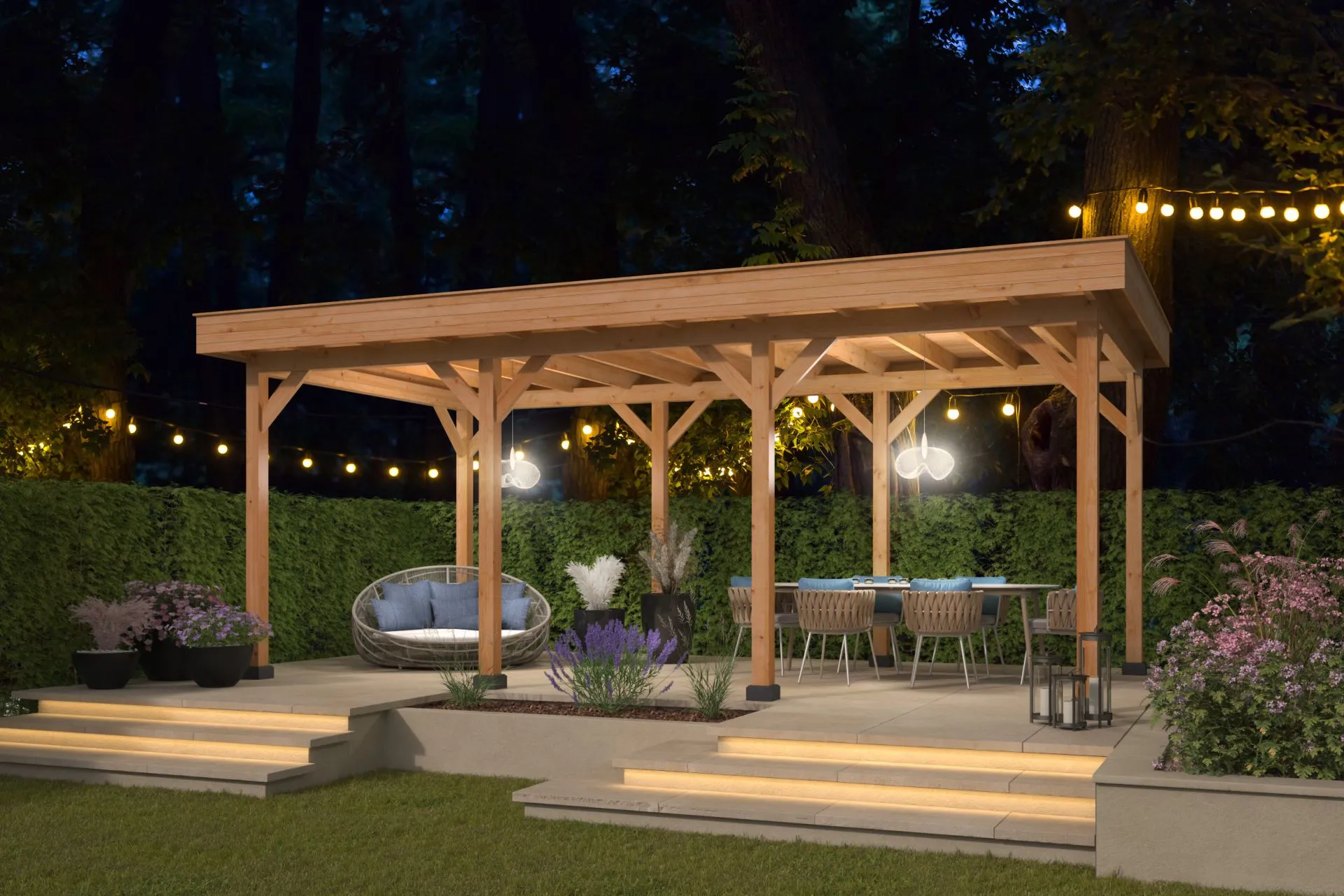 Pavillon Oslo 5 L – aus Douglasie mit Flachdach