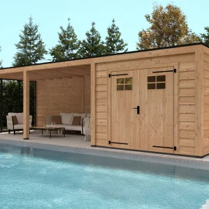Pavillon Stavanger 4 XL – aus Douglasie mit Anbau