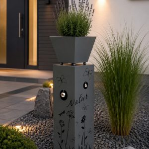 Pflanzsäule ELLEN mit Blumenmuster 82 cm