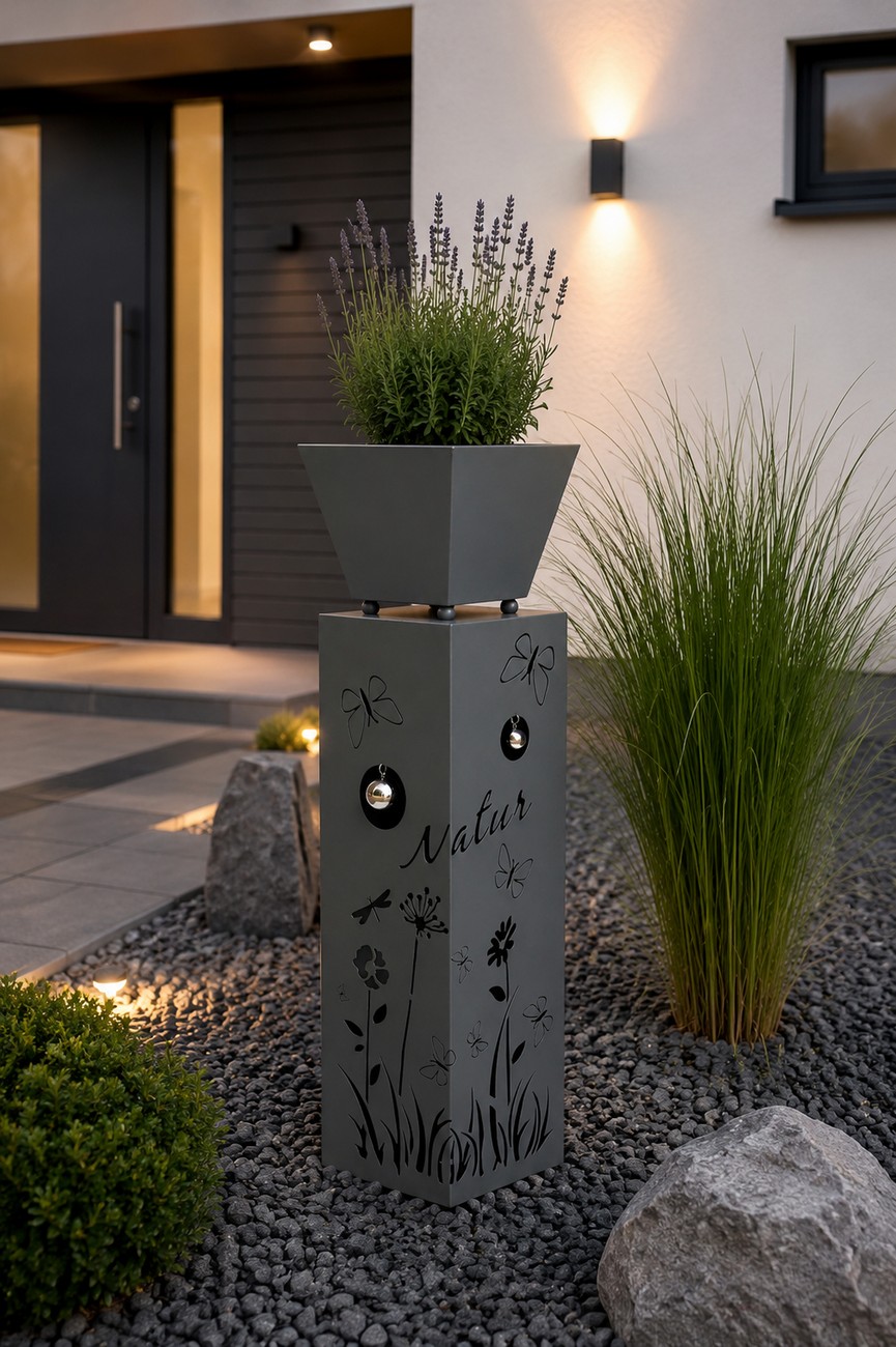 Pflanzsäule ELLEN mit Blumenmuster 82 cm