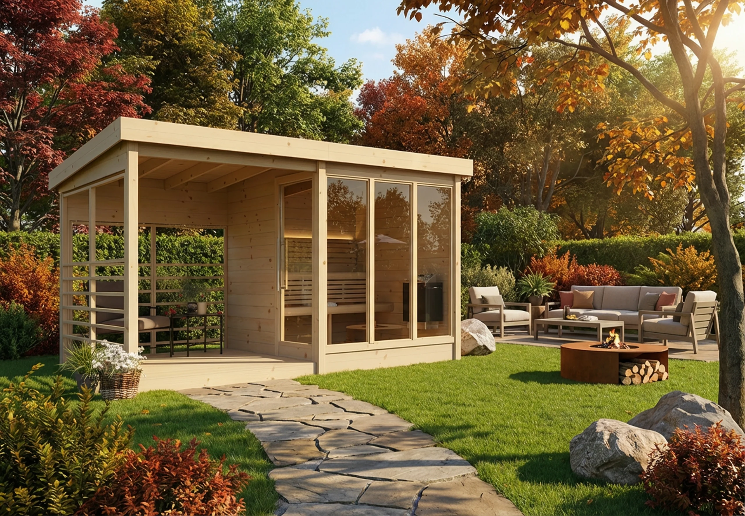 Saunahaus Anita 4,5 m² mit Terrasse