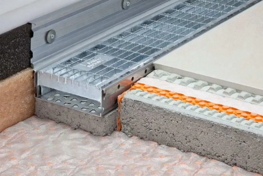 Schlüter Troba Line TLR Drainagerinne Edelstahl gelocht Gitterrost verzinkt B=160 mm, 1,5 m Länge