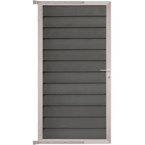 WPC Steckzaun Tor Schwedenprofil 90×175 cm Holzstruktur Anthrazit | V-Line