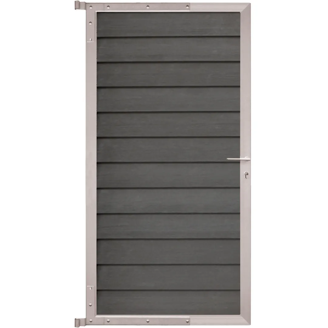 WPC Steckzaun Tor Schwedenprofil 90x175 cm Holzstruktur Anthrazit | V-Line