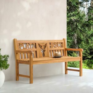 2-3-Sitzer Holzbank PLATZHIRSCH aus Teak 2-3-Sitzer Holzbank PLATZHIRSCH aus Teak