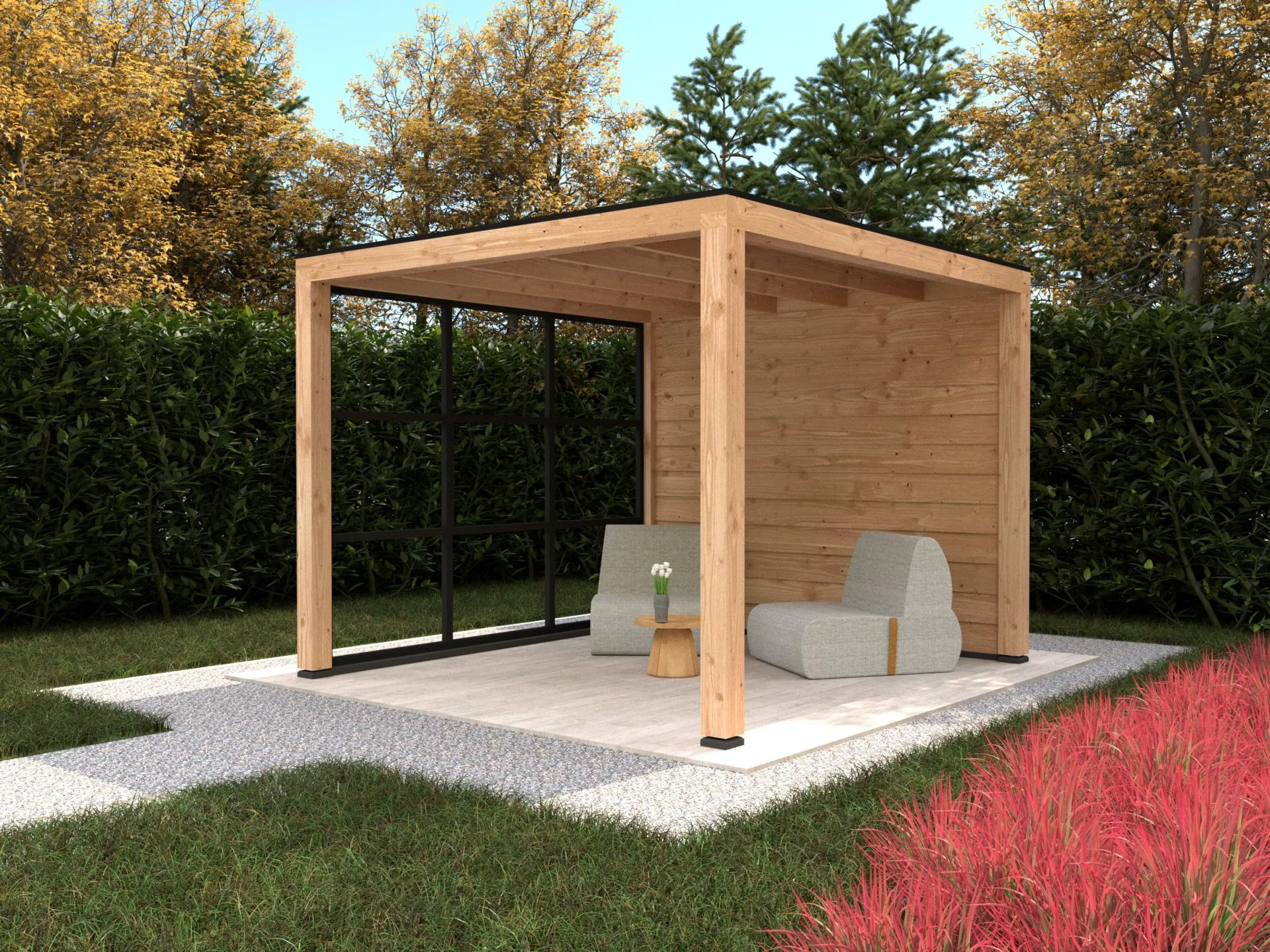 Pavillon Stavanger 1 L – aus Douglasie mit Flachdach