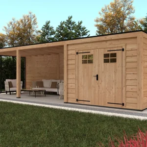Pavillon Stavanger 4 L – aus Douglasie mit Anbau