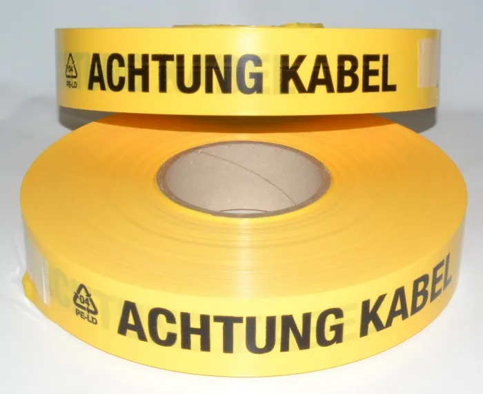 Trassenwarnband "Achtung Kabel" gelb 250 m Breite 40 mm