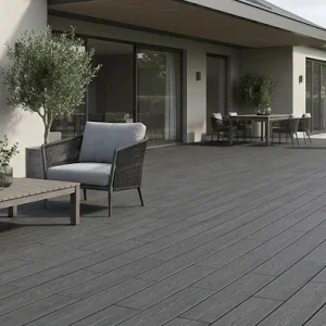 WPC Terrassendielen Komplettset XTRA Massiv Eiche Dunkelgrau 19×140 mm