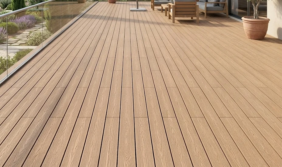 WPC Terrassendielen Komplettset XTRA Massiv Eiche Sand 19x140 mm