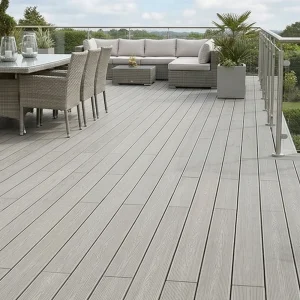 WPC Terrassendielen Komplettset XTRA Massiv Eiche Hellgrau 19×140 mm