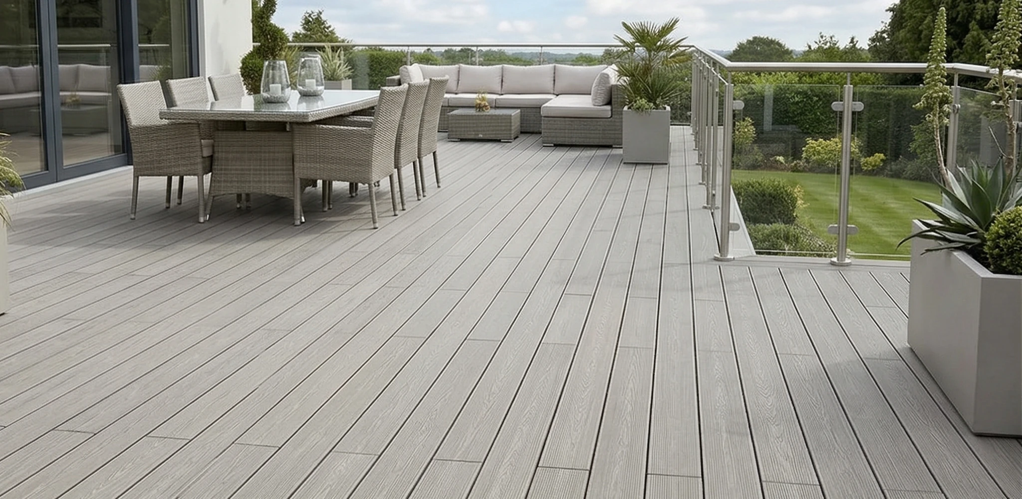 WPC Terrassendielen Komplettset XTRA Massiv Eiche Hellgrau 19x140 mm