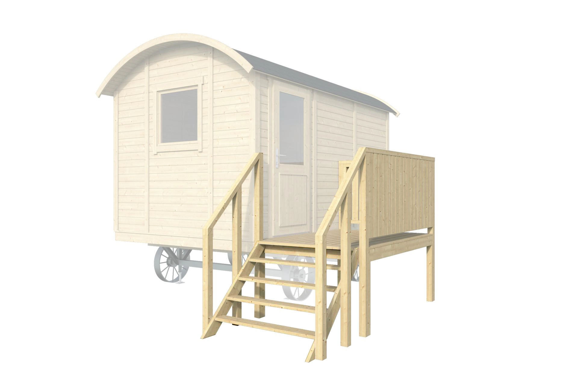 Zirkuswagen Veranda für Seiteneingang mit Treppe