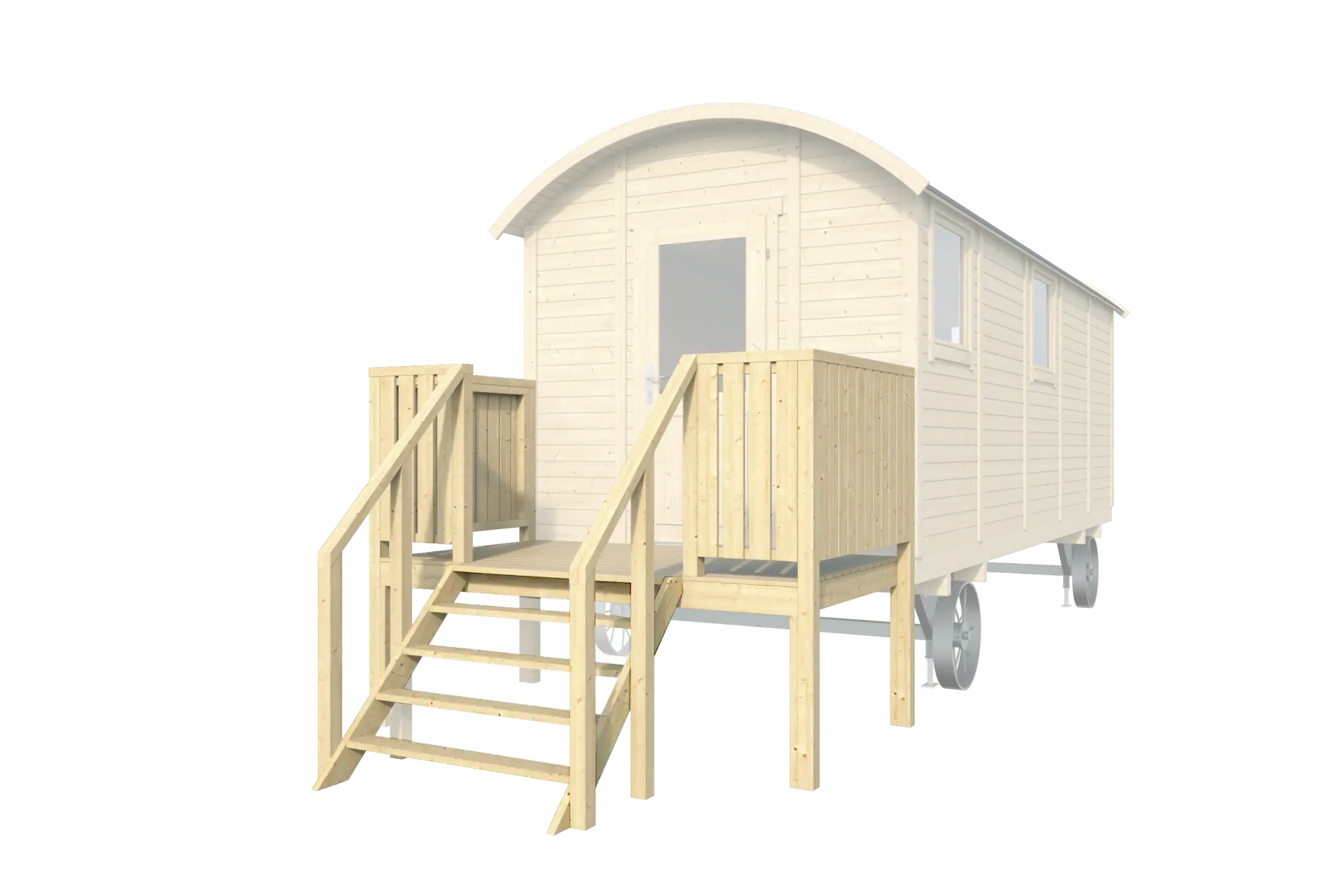 Zirkuswagen Veranda für Vordereingang mit Treppe