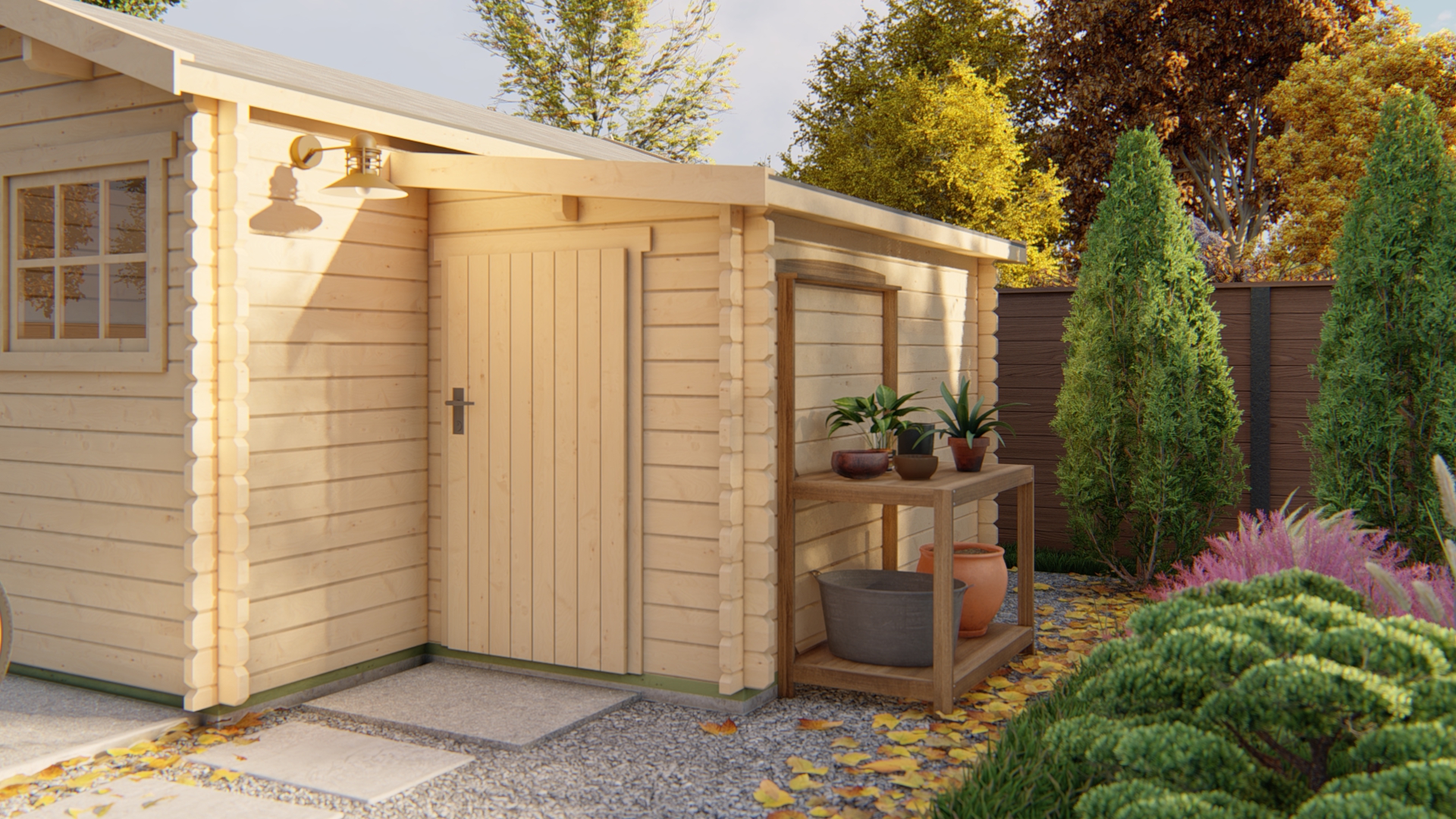 44 mm Anbauschuppen für Gartenhäuser