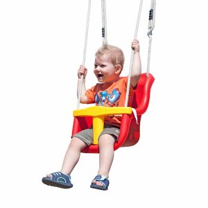 Babyschaukelsitz rot mit Sicherheitsgurt Babyschaukelsitz rot mit Sicherheitsgurt
