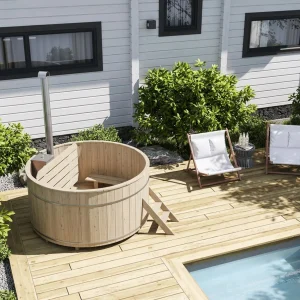 Hot Tub Ø 160 cm mit Edelstahl-Innenofen / Badebottich