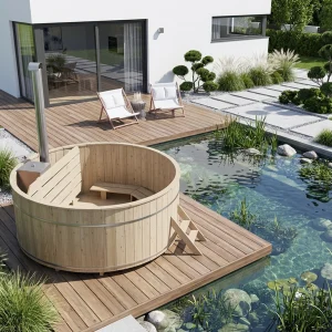 Hot Tub Ø 220 cm mit XL-Edelstahl-Innenofen / Badebottich