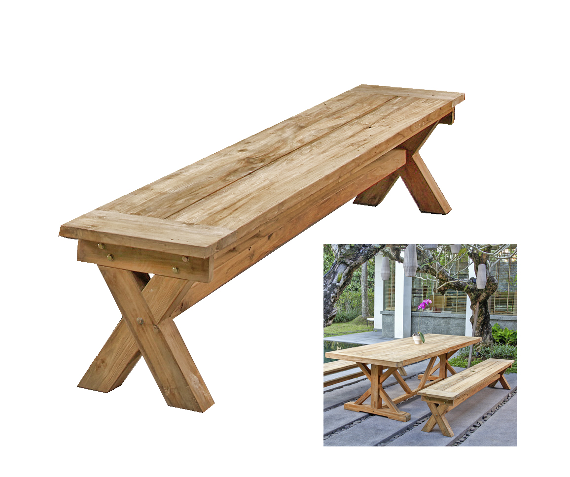 Bank Kisar, Teak recycelt, unbehandelt