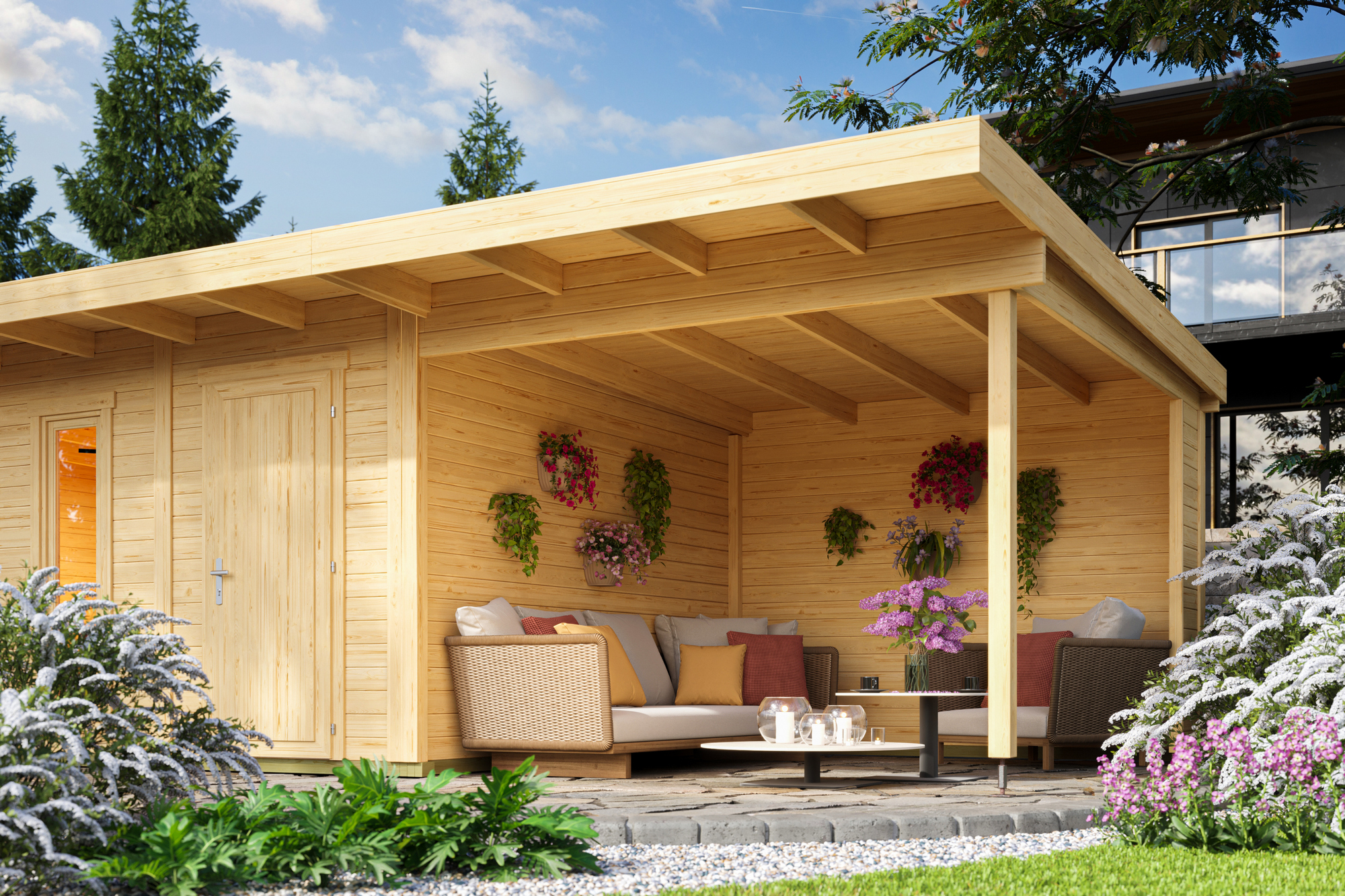 Dachverlängerung zu Gartenhaus Sizilien 1 + 2