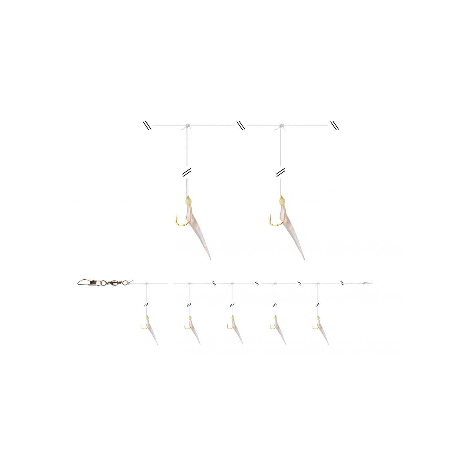 Daiwa GrandWave Herings-Vorfach 135 cm mit Fischhaut glow