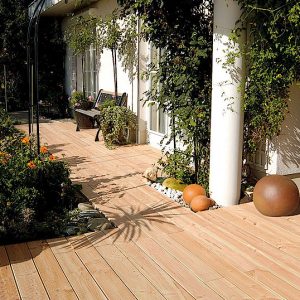 Komplettset Terassendielen Douglasie mit seitlicher Nut 25×140 mm