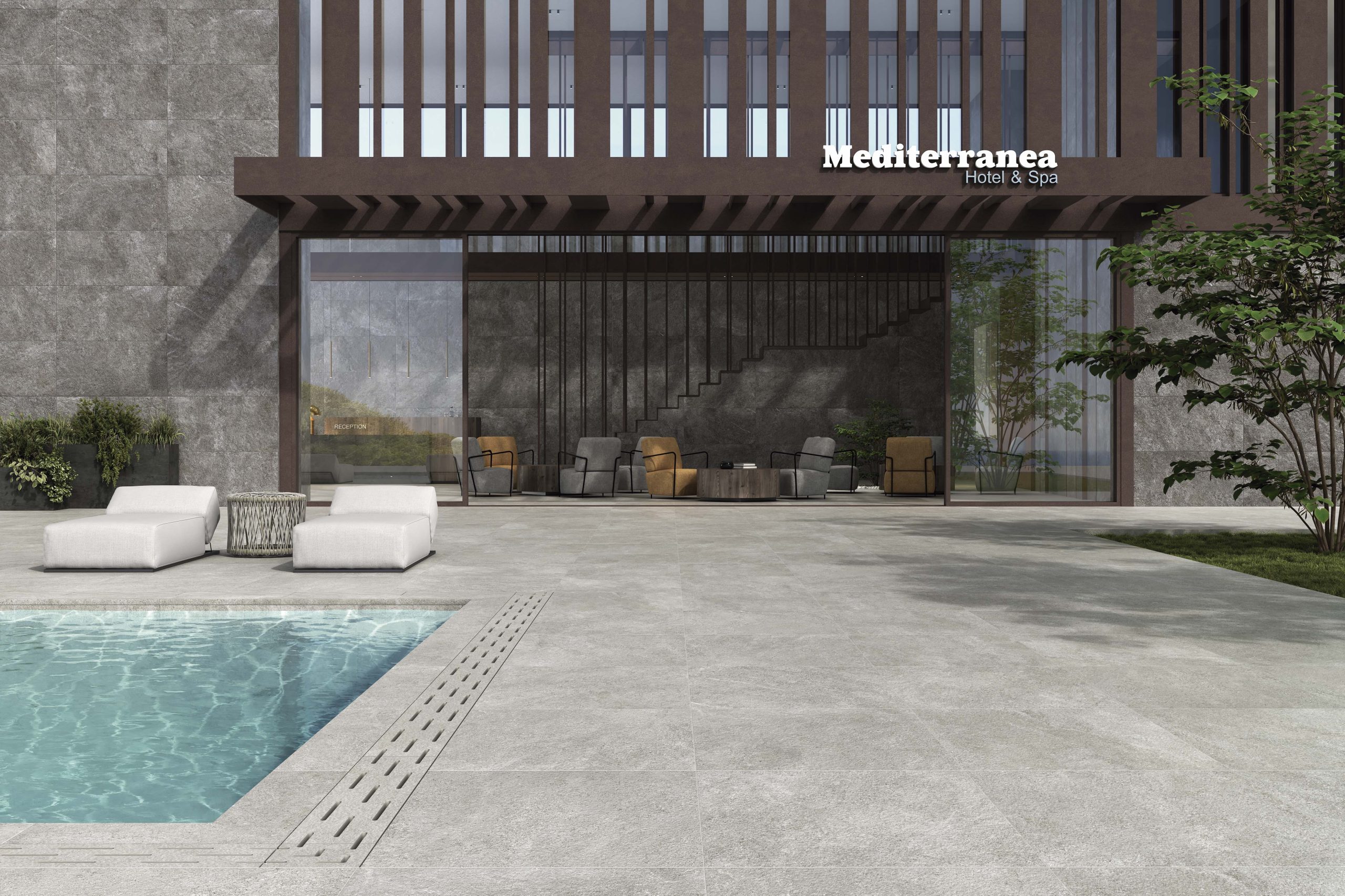 Feinsteinzeug-Terrassenplatten ARENITE grau
