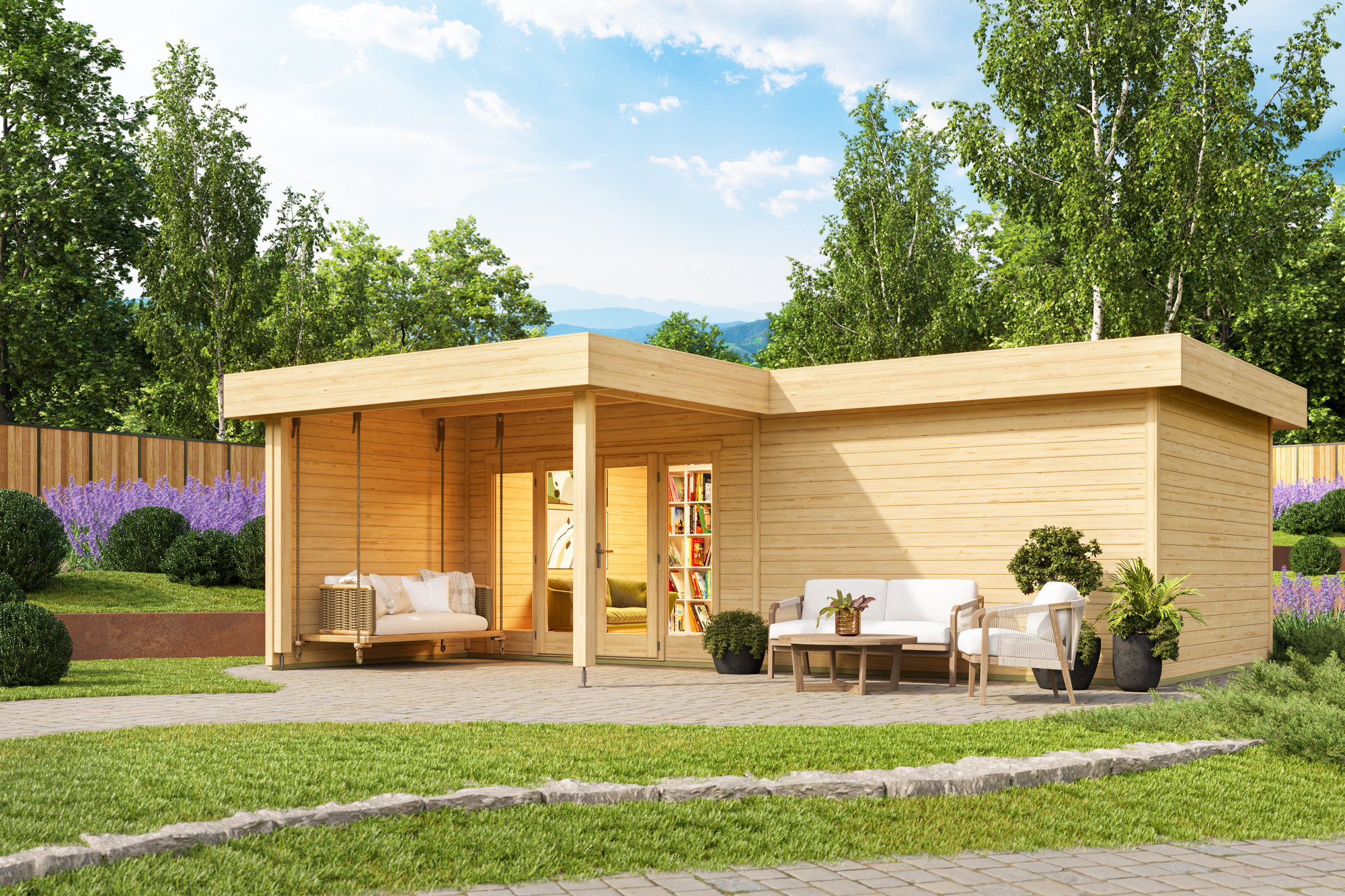 2-Raum-Ferienhaus Brava 2 ISO mit Überdachung