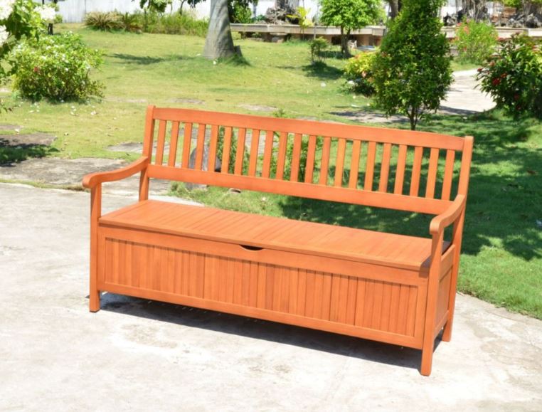 Gartenbank Houston, 3-Sitzer mit Staufach aus Holz