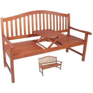 Gartenbank Phuket mit hochklappbarem Tisch aus Holz