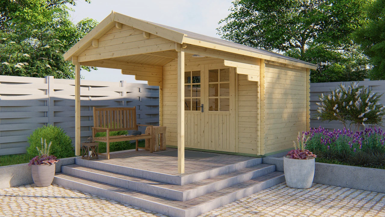 Gartenhaus Georg mit überdachter Terrasse