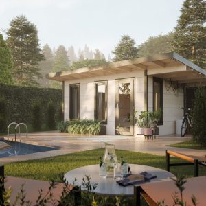 Gartenhaus Grace 3 ISO Premium aus Leimholz / 12,4+4,1m²