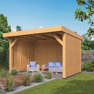 Gartenpavillon Ommen mit Flachdach aus Douglasie
