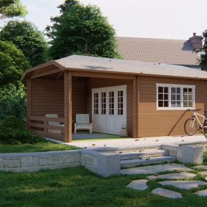 Gartenhaus Sibella ISO mit Terrasse und Anbau