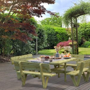 Gartenmöbel-Set ARTHUR mit Tisch und 4 Bänken / Sitzgarnitur