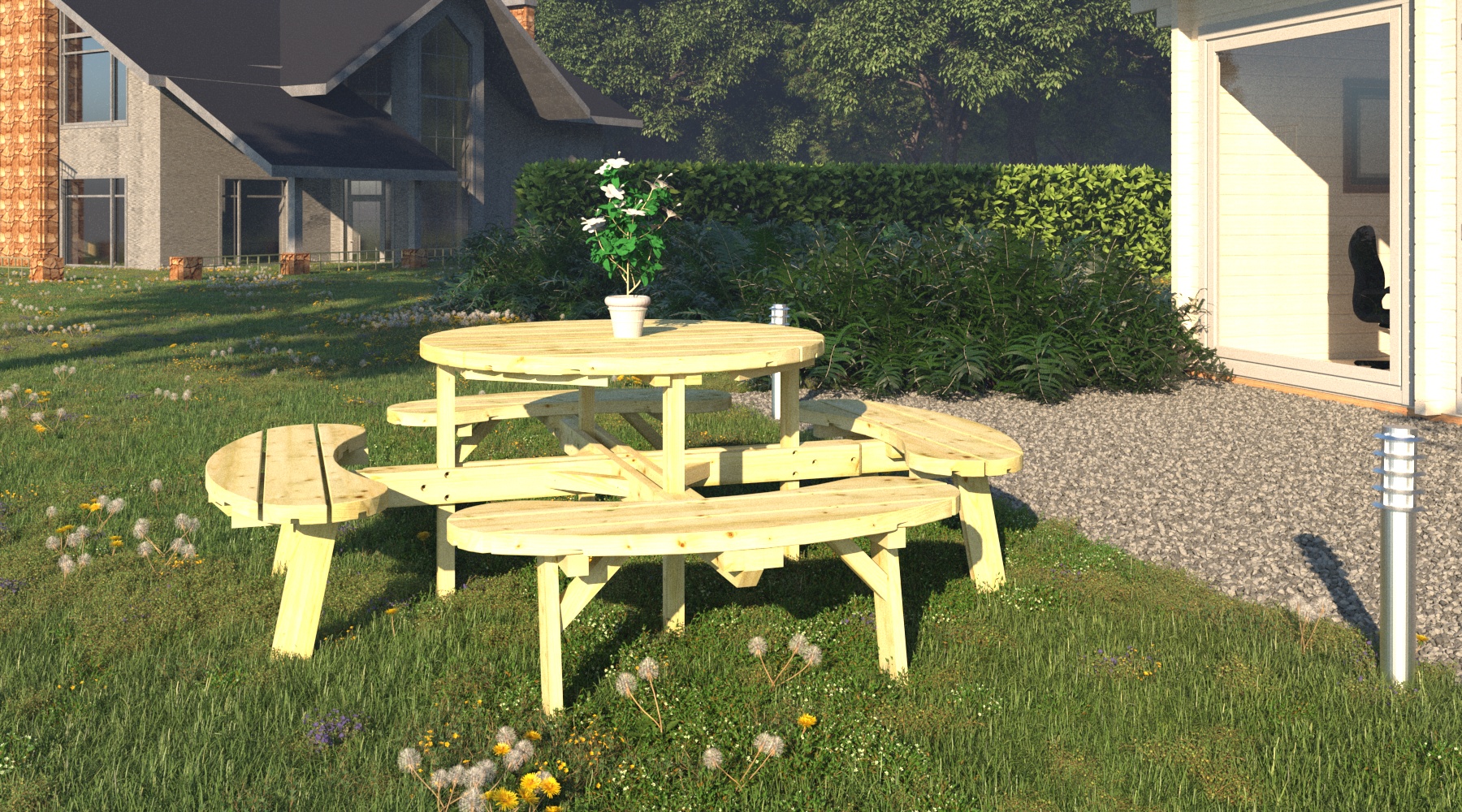 Gartenmöbel-Set OSCAR mit Tisch und 4 Bänken / Sitzgarnitur