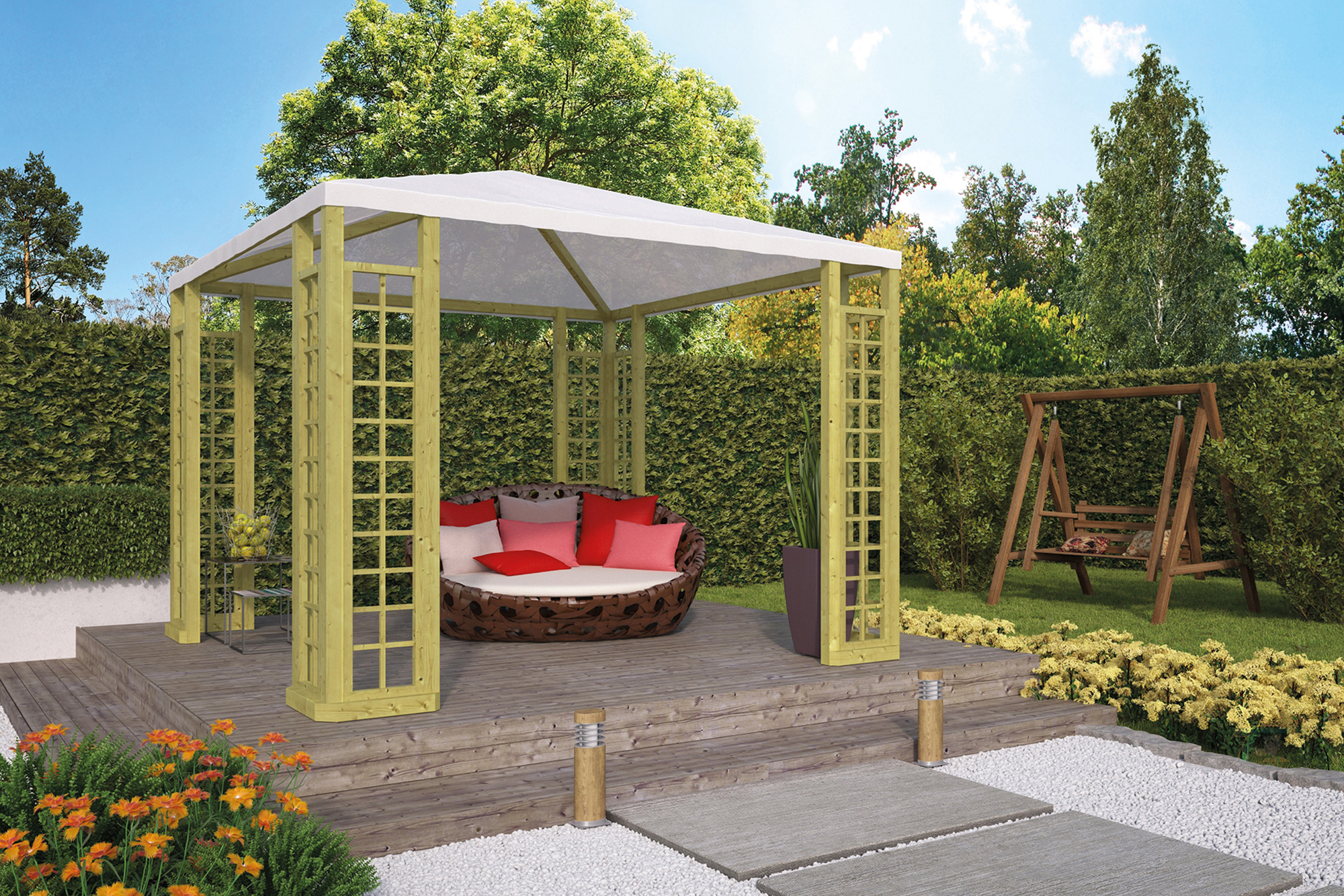 Gartenpavillon mit Dachplane