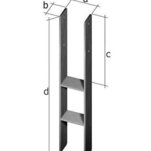 6 Stück H-Anker / Pfostenträger 121 mm