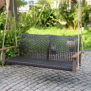 Hängebank Cueno, inklusive Seile und Haken, dunkelbraun, Kunststoffgeflecht