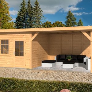 Flachdachgartenhaus Holten mit Schleppdach aus Douglasie