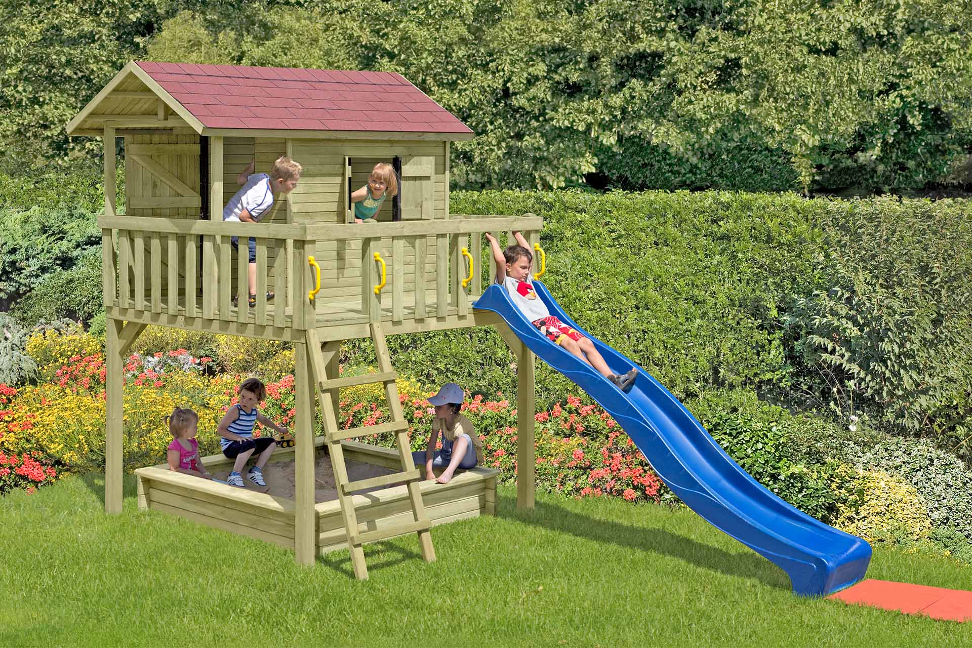 Kinderspielhaus CLASSIC Maxi als Stelzenhaus
