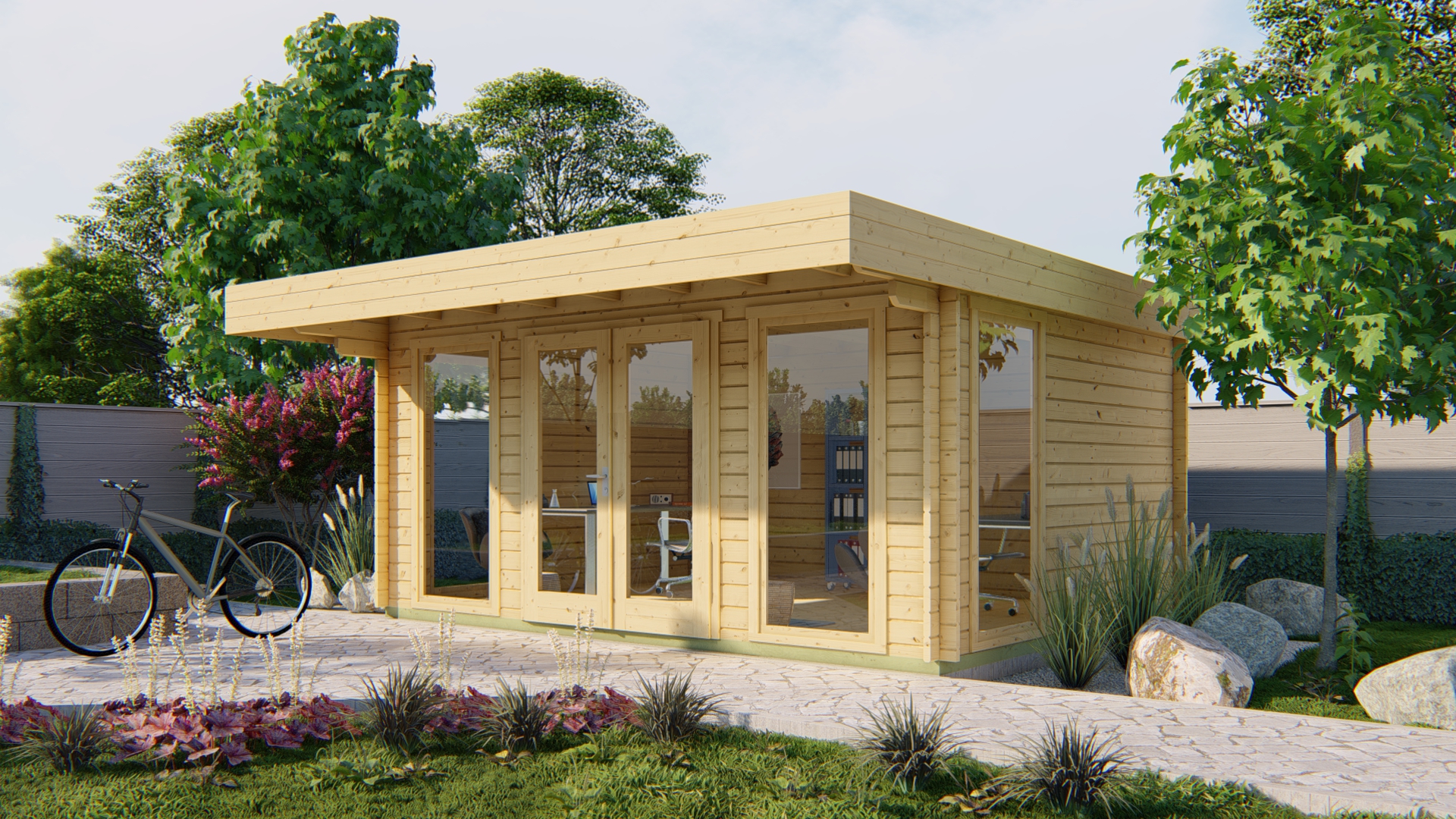 Modernes Gartenhaus Yorick ISO mit Pultdach