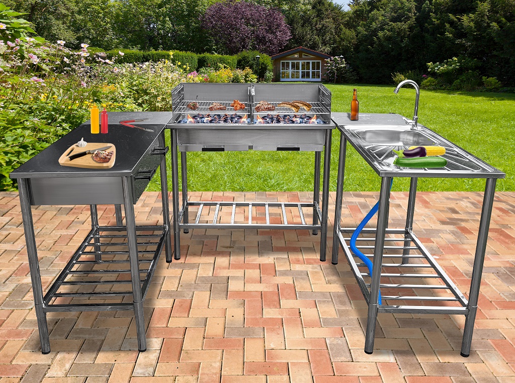 Outdoorküche / Multifunktionswaschtisch / Grilltisch / Edelstahl Spülbecken Spüle Spültisch