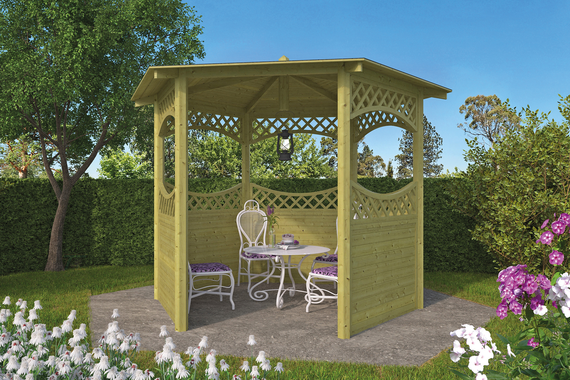 6-Eck-Gartenpavillon Mittelgross