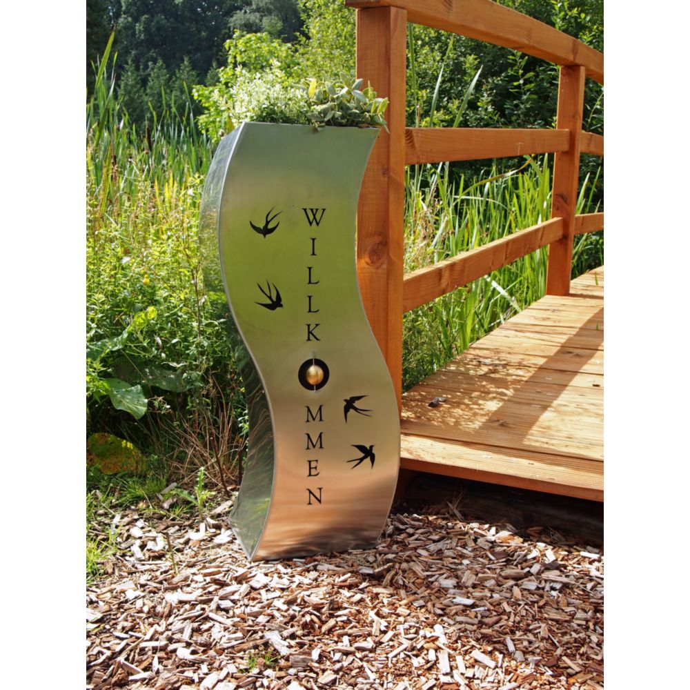 Pflanzsäule Willkommen / Schwalbe 80 cm